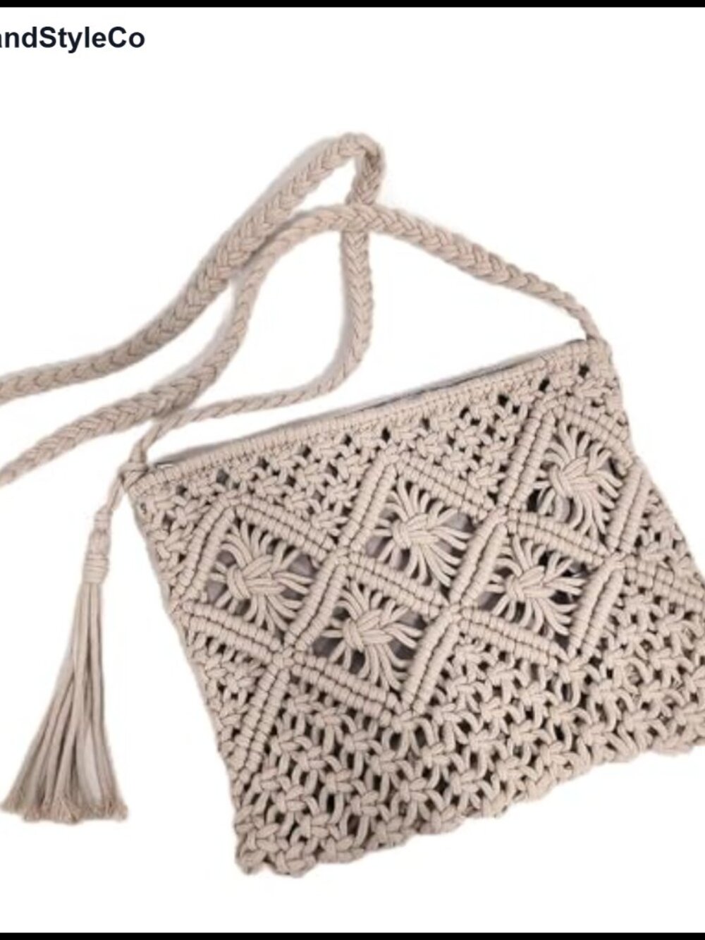 Handmade Crochet Crossbody Bag Boho Shoulder Purse Cotton
